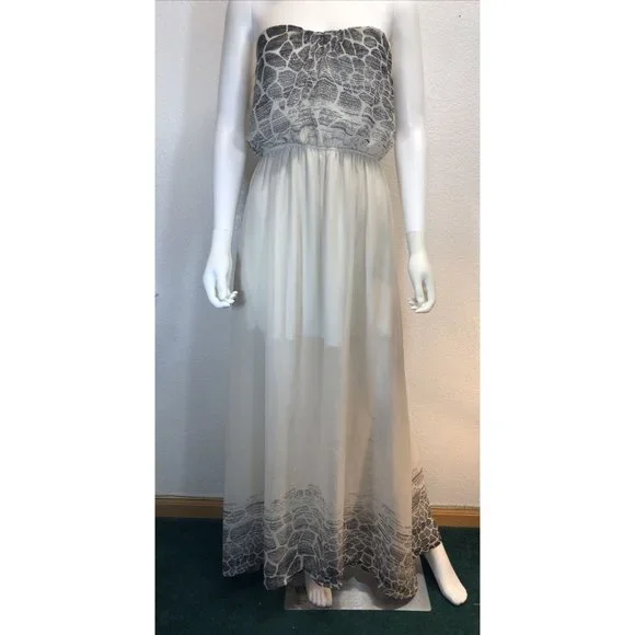 Million Bullpup | Dresses | Cottagecore Ivory Color Maxi Dress Sheer Pretty  Lined Strapless Black Accents | Poshmark
